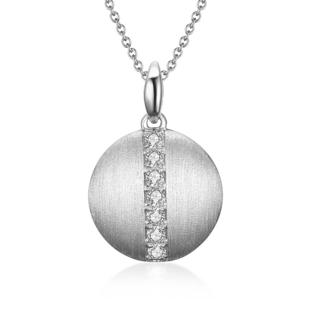 Real Diamond Simple Round Shape Pendant White Gold